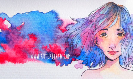 Ilustração de uma menina com o endereço do Arte Aberta